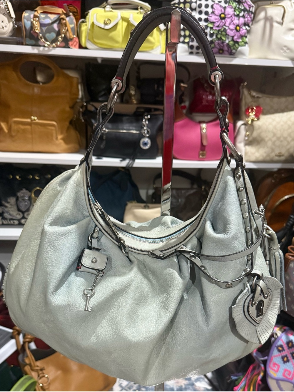 Juicy Couture  RARE Vintage  in Leather Hobo bag LIKE in a TIFFANY color
